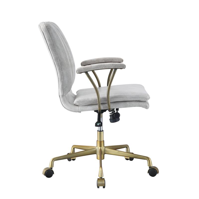Leather Executive Office Chair, Upholstered Work Chair with Wheels, Computer Desk Chair with Adjustable Height - N/A