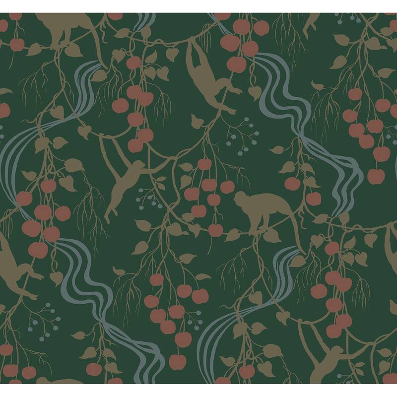 A-Street Prints Linden Dark Green Jungle Canopy Wallpaper