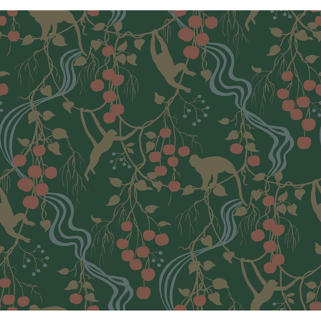 A-Street Prints Linden Dark Green Jungle Canopy Wallpaper