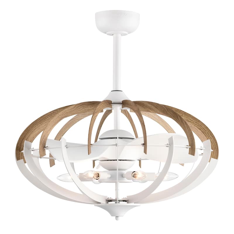 Shana 27 Inch Imitation Wood Grain Design Fandelier with Remote