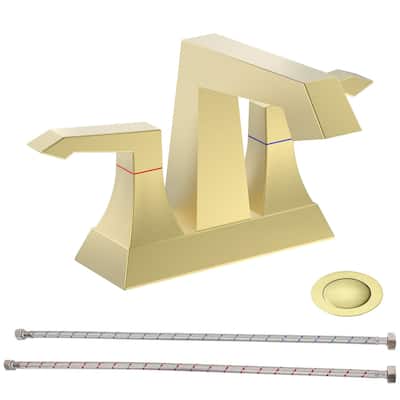 4 inch Centerset Bathroom Faucet 2 Handles Bathroom Sink Vanity Faucet with Pop Up Drain Assembly
