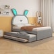 preview thumbnail 37 of 46, Upholstered platform bed with headboard with shelves and drawers Grey - Full