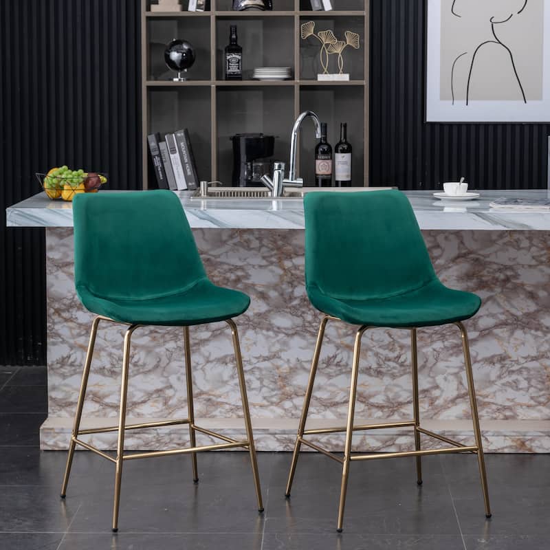 Roundhill Furniture Aufurr Modern Velvet 26.50 Counter Height Stool (Set of 2)