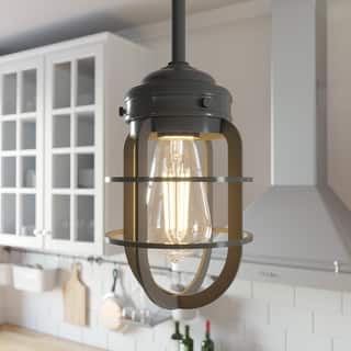 Hunter Starklake 1-Light Mini Pendant - Kitchen Island, Dining Room - Rustic, Modern Industrial, Caged, Farmhouse
