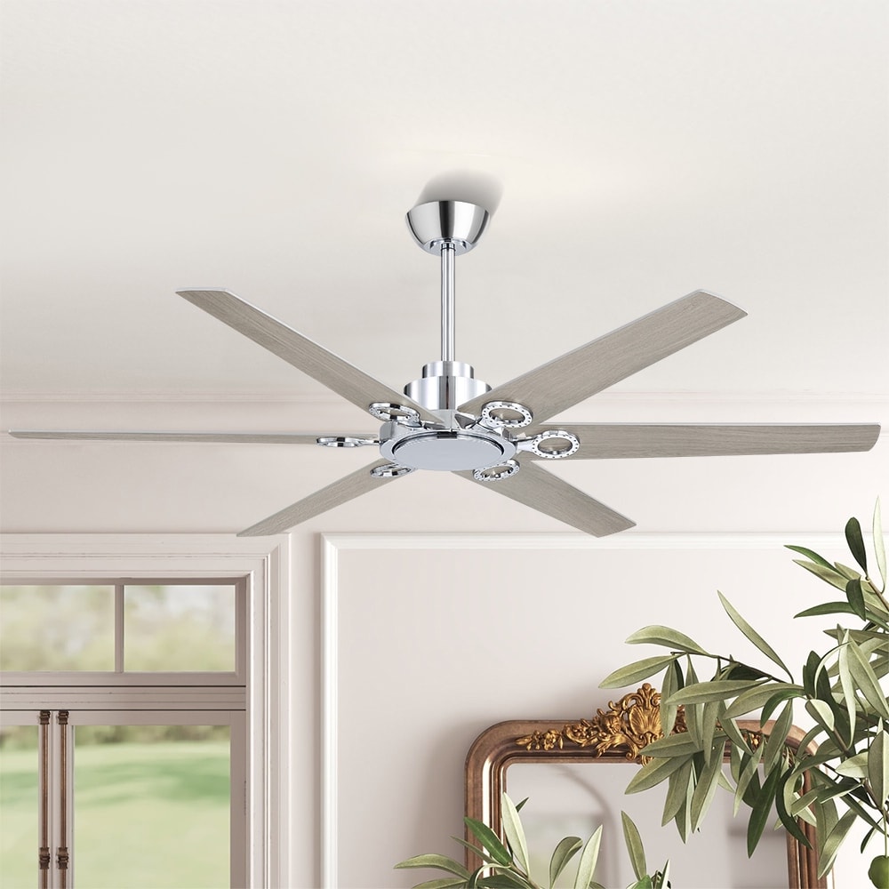 MLiAN 64 in 6 Playwood Blades Dc Motor Indoor Downrod Standard Ceiling Fan With Remote - 64''