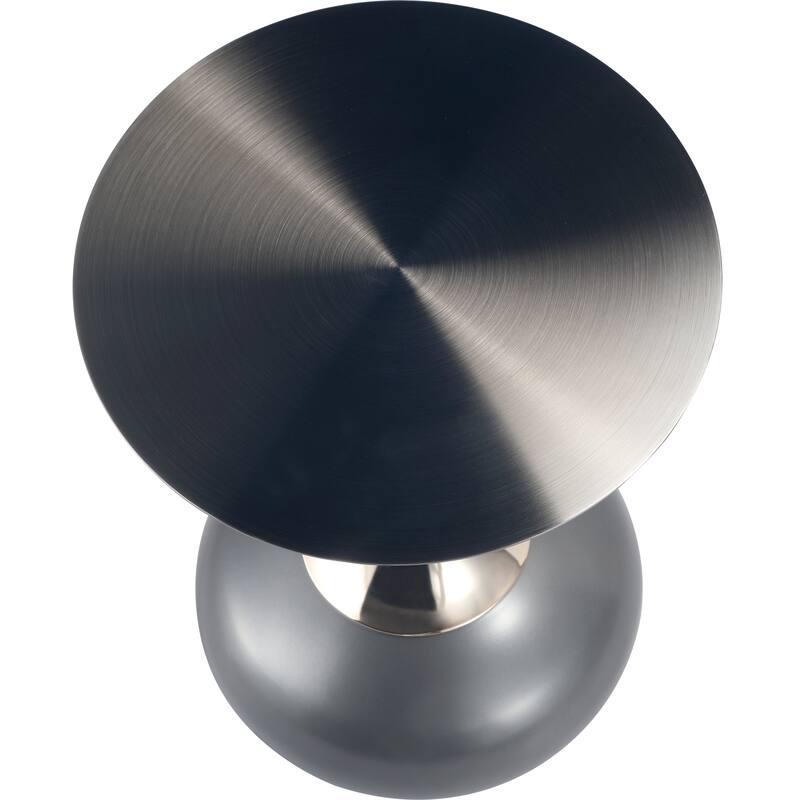 Savoy Round Side Table Stainless-Steel Black Top and Pedestal Base for Home Office Living Room