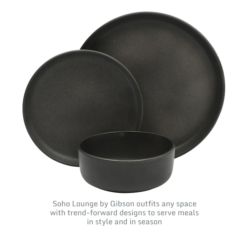 Gibson Elite Pasco (Service for 4) Plates and Double Bowl Reactive Glaze Stoneware Ceramic Dinnerware Set