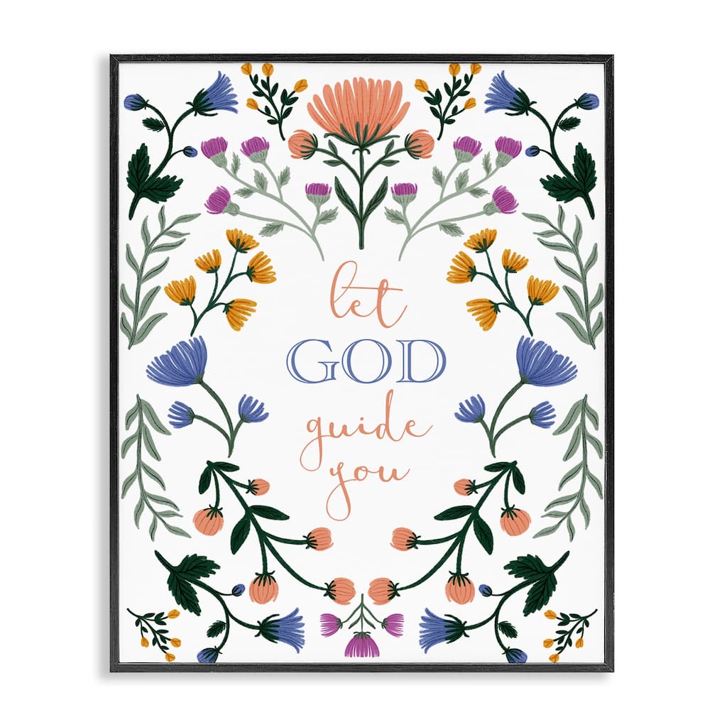 Stupell Floral Let God Guide You Framed Giclee Art Design By Angel Nicole