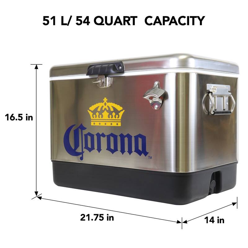Corona Ice Chest Cooler with Bottle Opener, 51L (54 qt), 85 Cans
