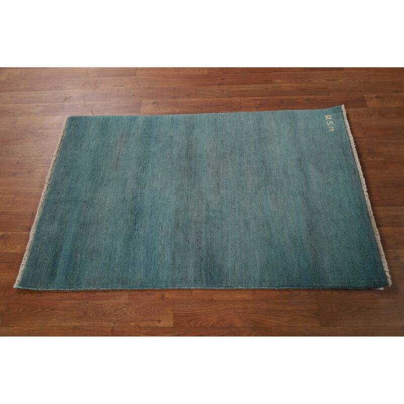 Light Blue Gabbeh Modern Foyer Rug Handmade Wool Carpet - 2'7"x 3'11"