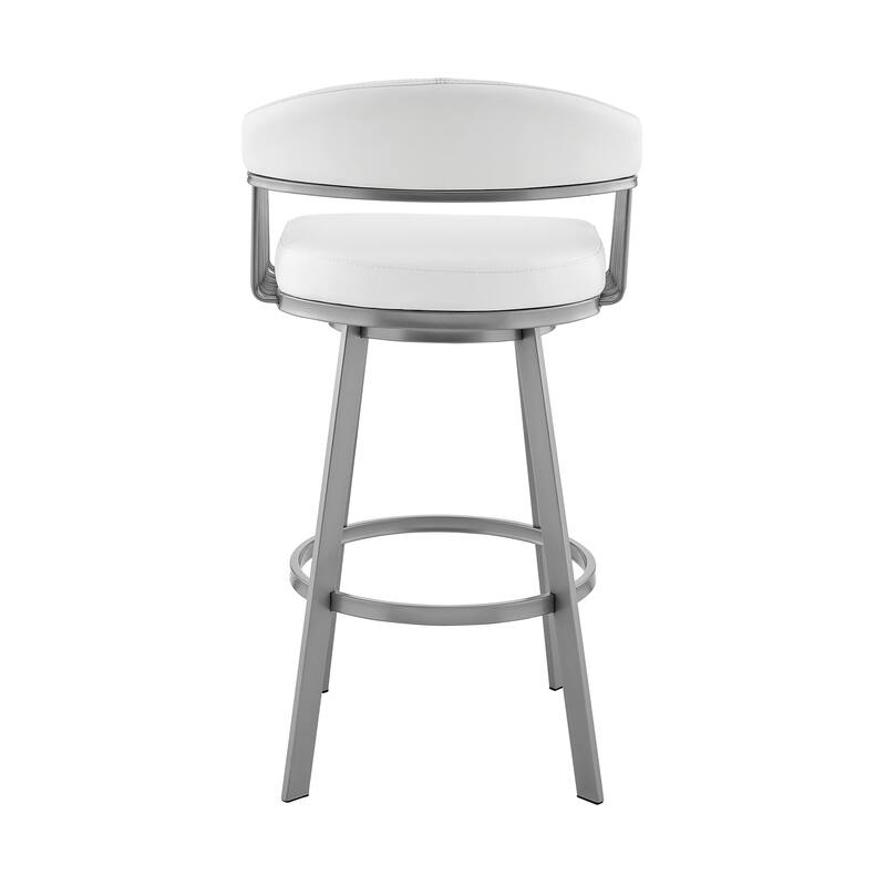 Bronson Faux Leather Upholstered Metal Swivel Bar or Counter Stool