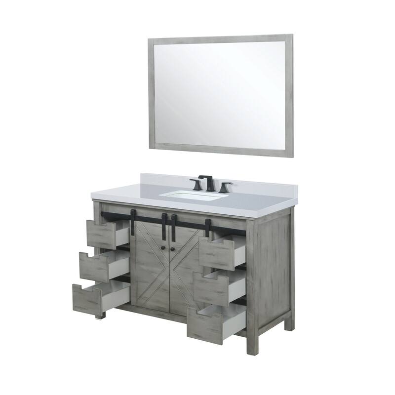 Marsyas Bath Vanity, Cultured Marble Countertop, Faucet Set and Mirrors