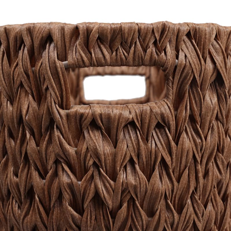 Maple Contemporary Farmhouse Resin 4.5-Gallon Tapered Oval Wicker Watebasket with Handles (Set of 2)