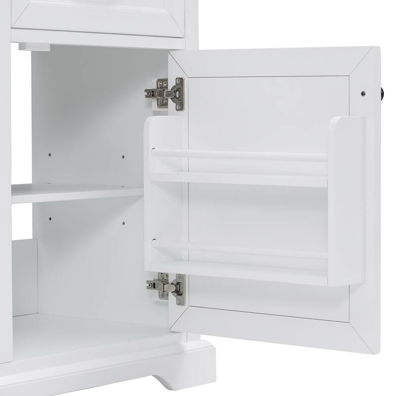 Bathroom Vanity with Ceramic Sink, Bathroom Storage Cabinet with 4 Drawers & 1 Soft-Close Door, Freestanding Bathroom Vanities