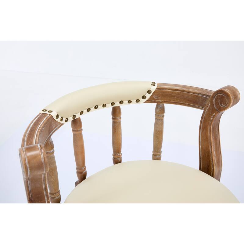 Bar Stools Seat Height 29.5" Leather Wooden Bar Stools(Beige 1pc)