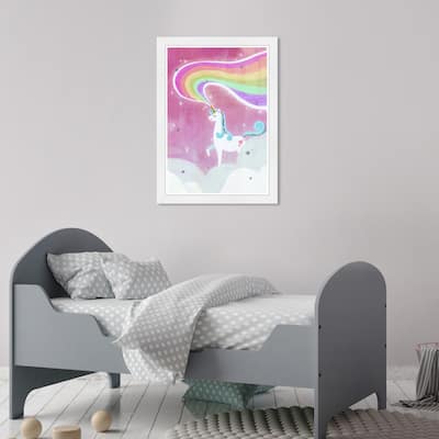 Olivia's Easel 'Unicorn Light' Kids Wall Art Framed Print Pink, White