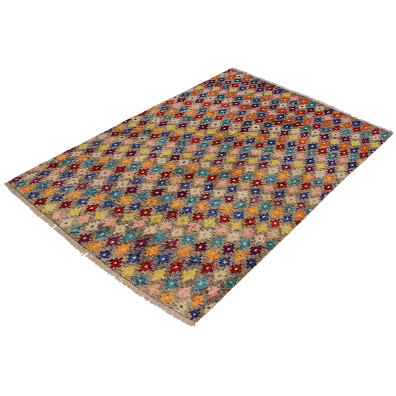 Shabby Chic Balochi Walls Gray/Blue Hand Knotted Wool Rug - 4'10'' x 6'6''