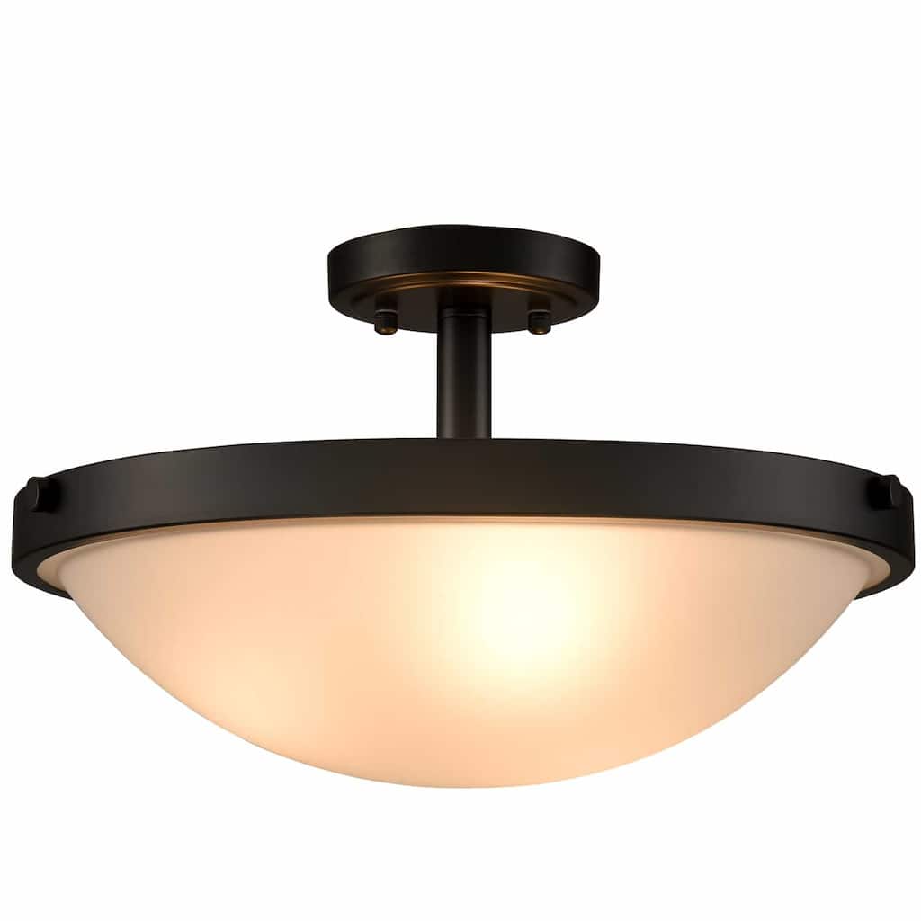 Chatnam 3-Light Black Semi Flush Ceiling Light Frosted Glass Ceiling Lighting