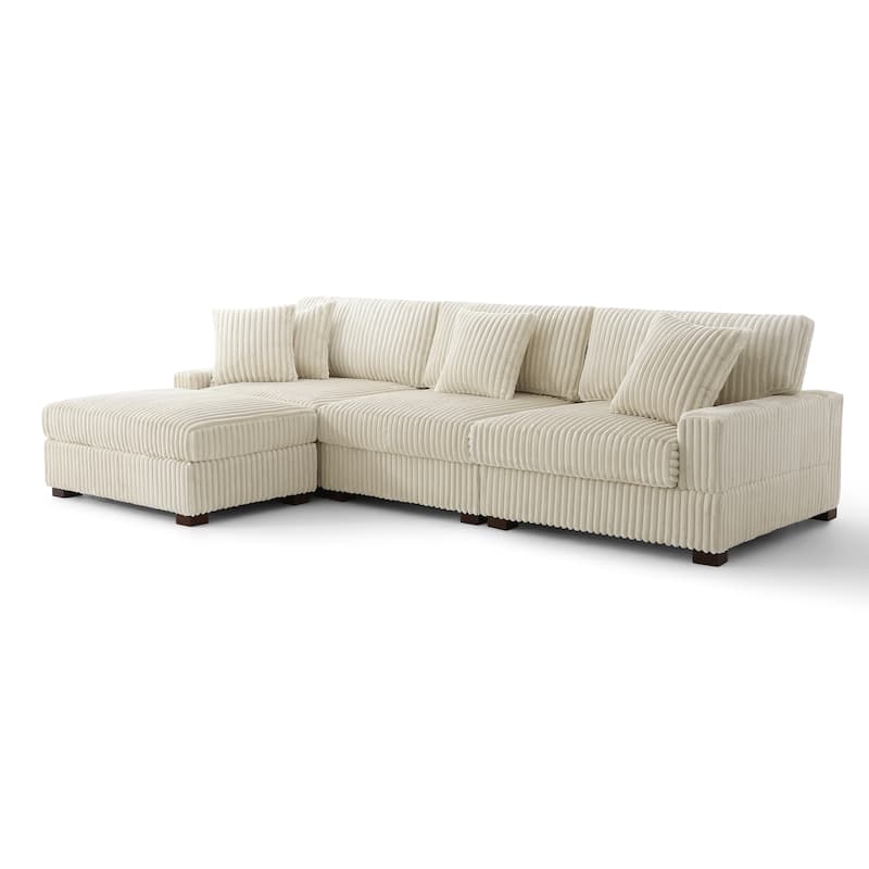118.4"W Plush Modular Sectional Sofa with Pillows