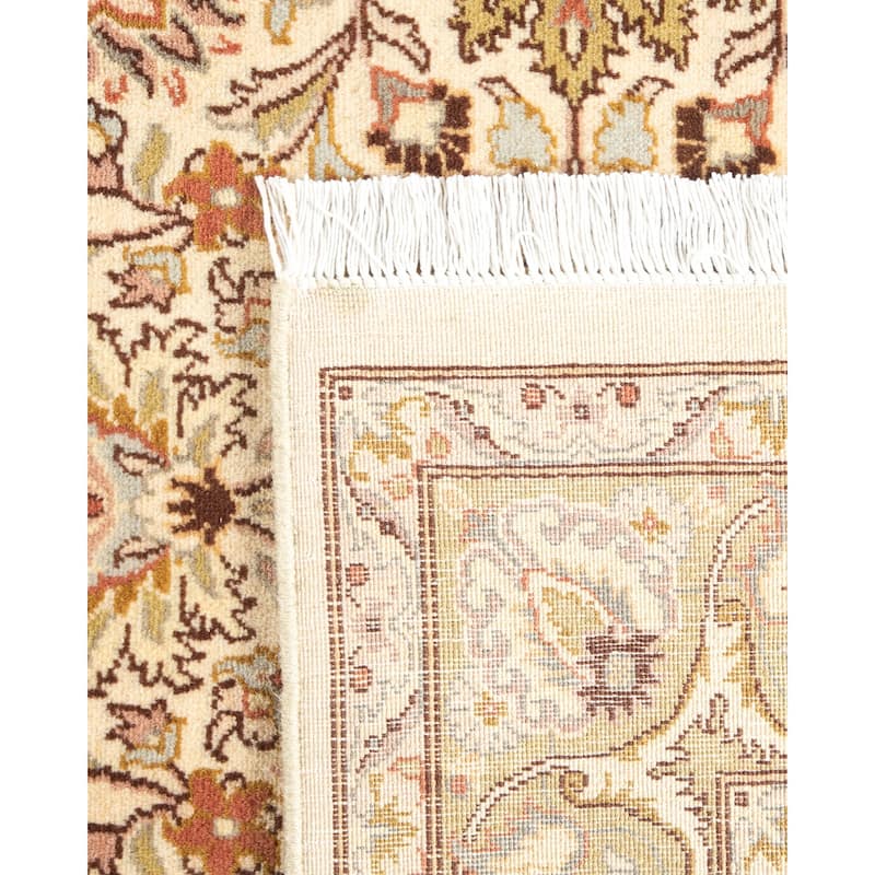 Overton Handknotted Wool Traditional Oriental Beige Area Rug - 4' x 6'