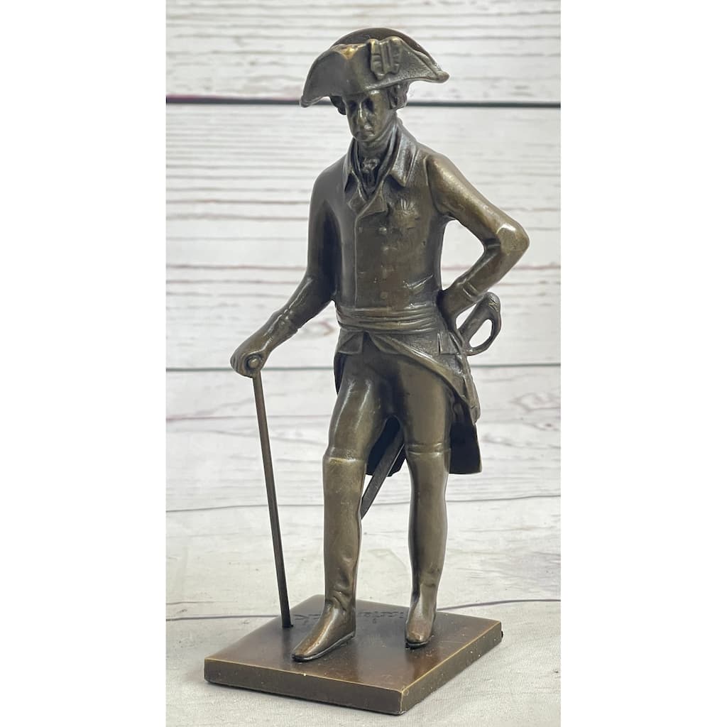 Frederick The Great Of Prussia Bronze Sculpture Statue Figure On Marble Base