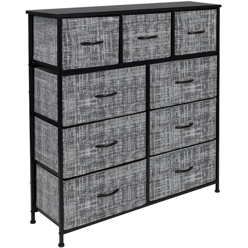 Modern Fabric and Metal 9-cubby Storage Tower