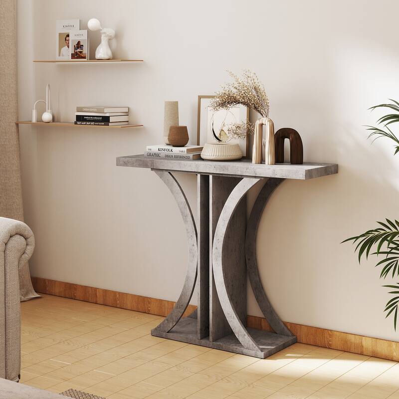 Gymax Console Table 40'' Rectangular Entryway Table w/Geometric Frame