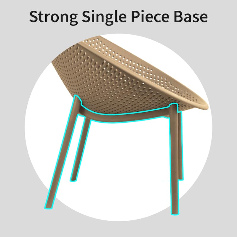 Mid-Century Modern Plastic Lounge Chair Plastic Legs with Breathable Perforated Egg Shaped Seat for Indoor/Outdoor Use