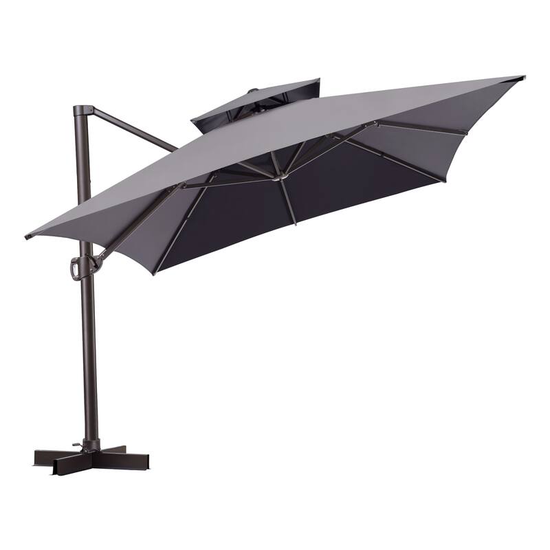VredHom Patio Offset Umbrella 360 Degree Rotation without Base - Dark Gray