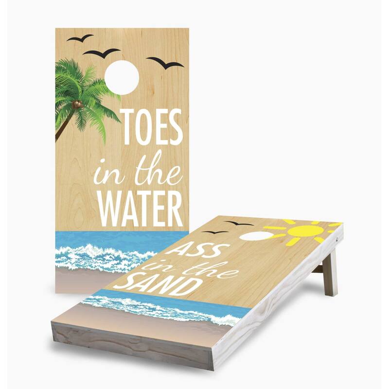 Toes in the Water Cornhole Game (Choose Wraps or Boards) - 2x4 Boards (24" x 48") - Include Hole Lights