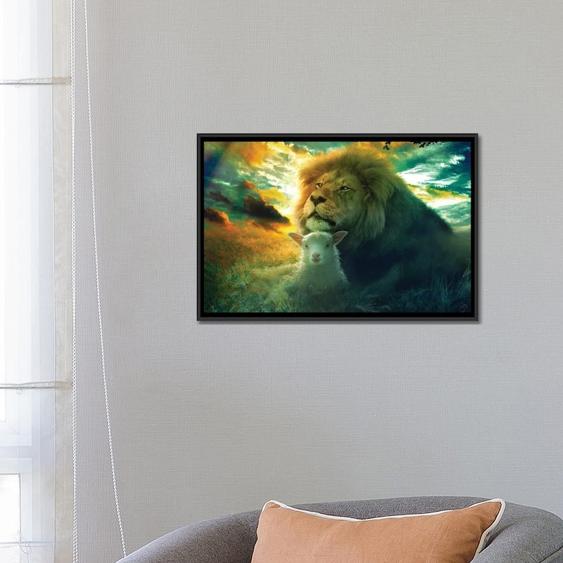 iCanvas "Lion And Lamb Truth And Humility" by Claudia McKinney Framed Canvas Print