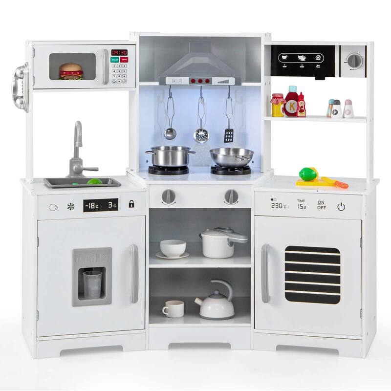 Costway Pretend Play Kitchen for Kids Toddler Aged 3+ Wooden Toy Set - See Details