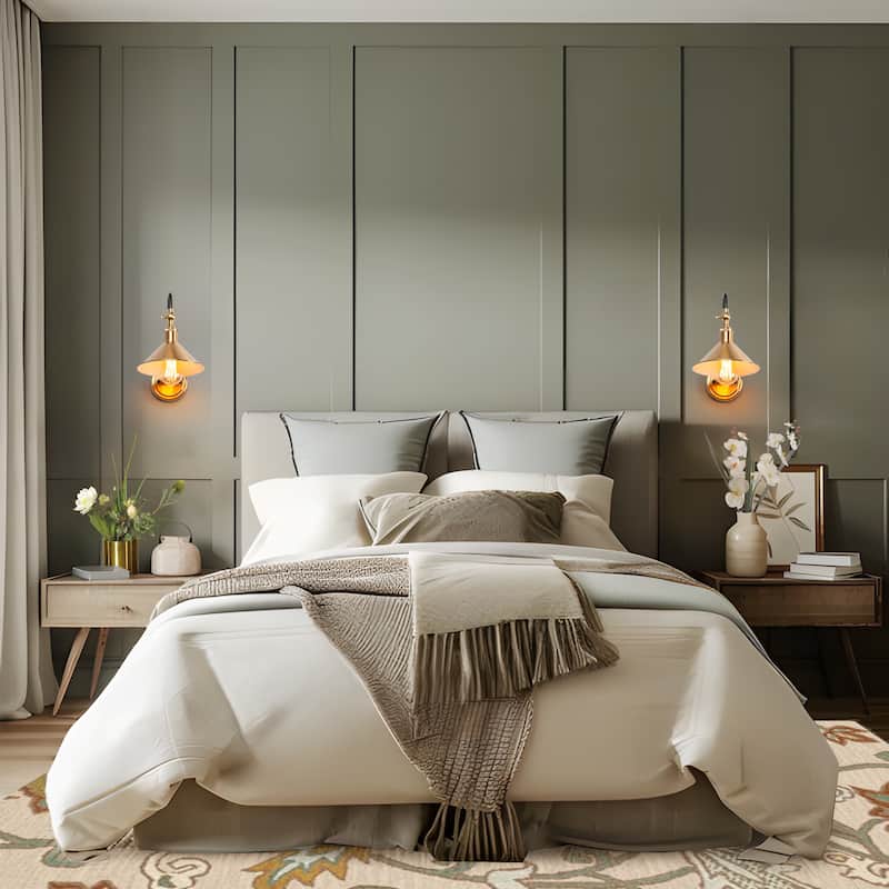 Modern 1-Light Rotatable Wall Sconce with Black and Brass Metal Gooseneck