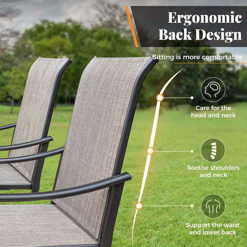 MAISON ARTS 2/4-Piece Patio Dining Chair, High Back Textilene Fabric Padded Armchairs