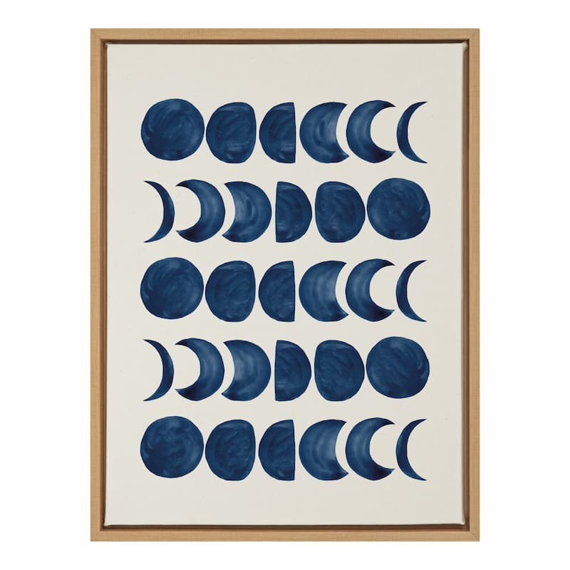 Kate and Laurel Sylvie Moon Phases Framed Canvas by Teju Reval of SnazzyHues - 18x24 - Natural