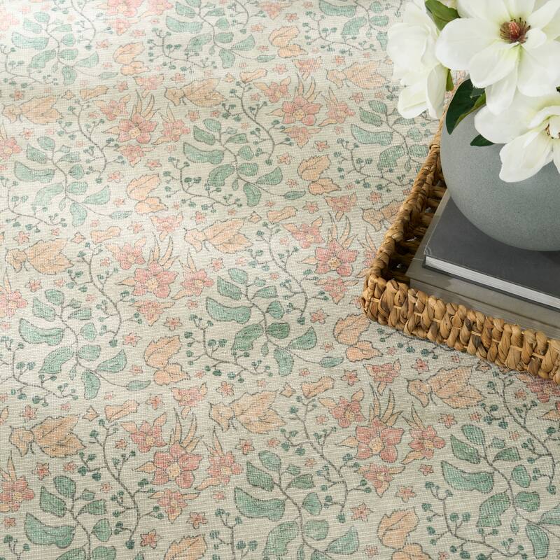 Nourison Botanical Washables Indoor only Textured Floral Area Rug