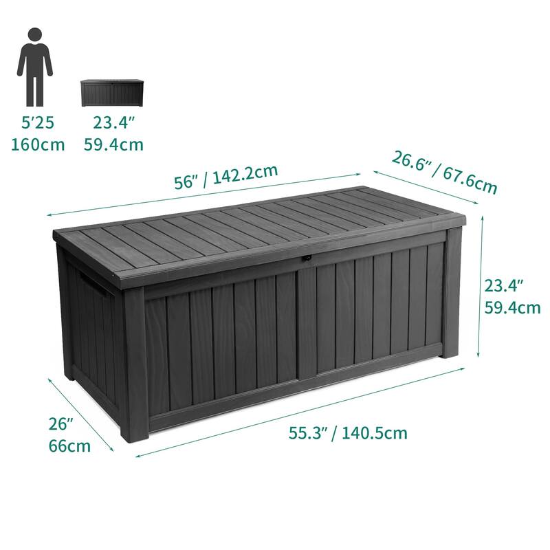 120 Gallon Outdoor Storage Deck Box, Large Resin Patio Storage for