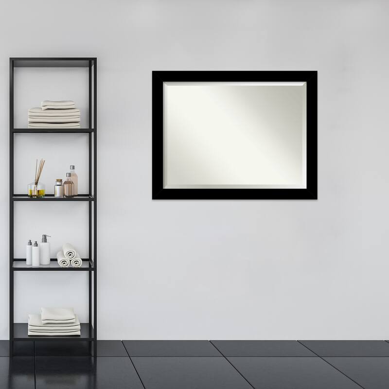 Basic Beveled Wood Framed Bathroom Vanity Wall Mirror
