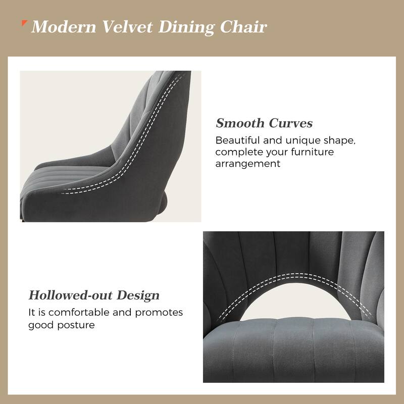 Ignaz Comfortable Modern Upholstered Dining Chair with Hollowed-out Back Set of 2 by HULALA HOME