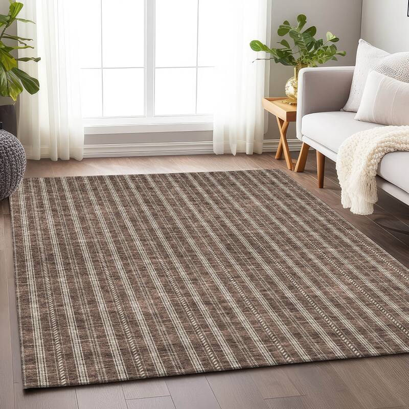 Machine Washable Indoor/ Outdoor Chantille Stripe Twist Rug