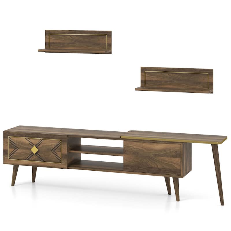 Gymax TV Stand Rustic Farmhouse Entertainment Center Suits TVs up to