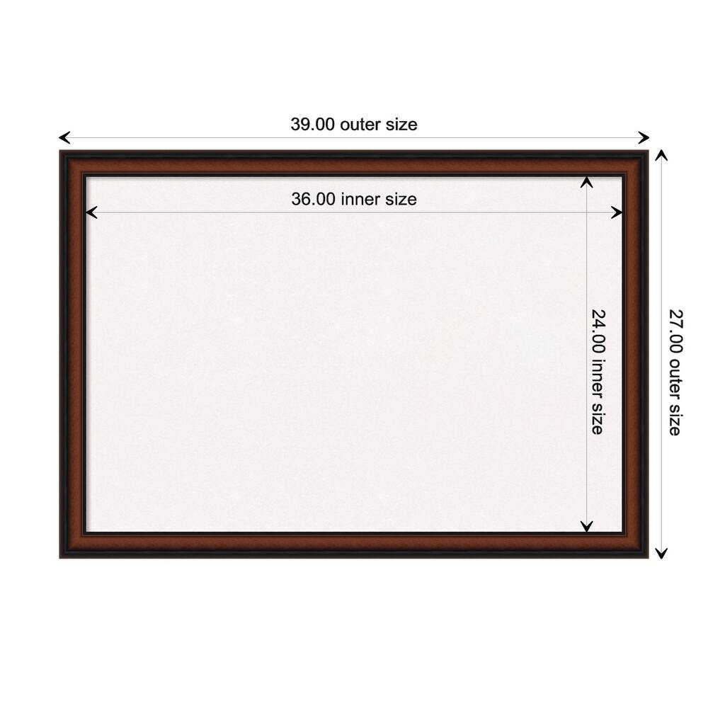 Cyprus Walnut Narrow Wood Framed White Corkboard Bulletin Board