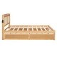 preview thumbnail 5 of 16, Wood Queen Size Rattan Platform Bed Frame with Sockets, Drawers and Trundle