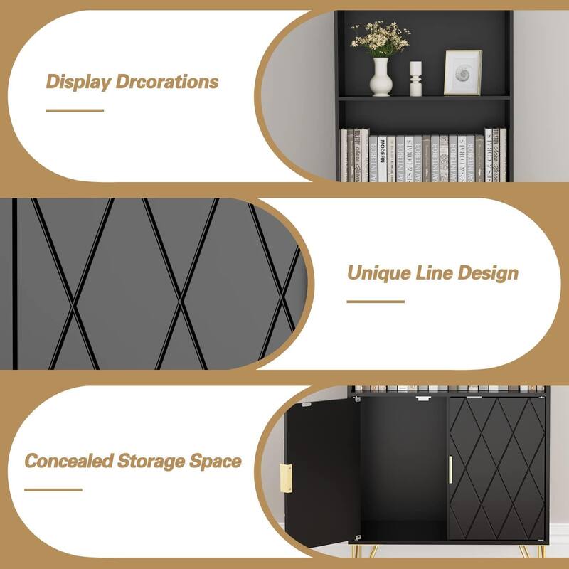 Open Shelf Bookcase with Doors Bed Bath & Beyond 37962838