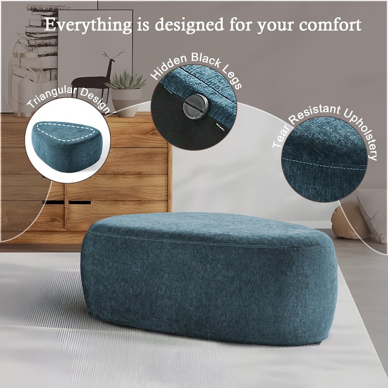 Leon 43" W Modern Oversized Chenille Triangular Cheese Ottoman