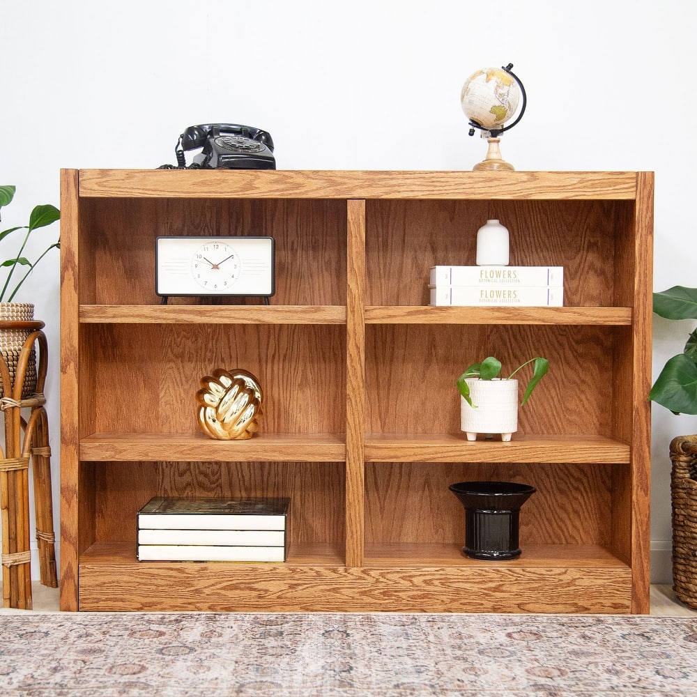 Concepts in Wood Double Wide Wood Bookcase, 6 Shelf, 36 inch Tall