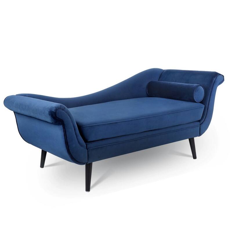 68'' Chaise Lounge Indoor, Chaise Lounge Chair with Scroll Arms and Toss Pillow