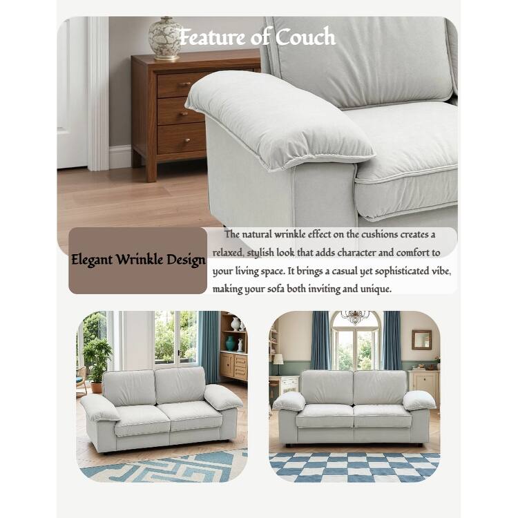79" Loveseat Sofa Couch with Under-Seat Storage, Elegant 2-Seater Settee with Pillow Top Armrests for Living Room