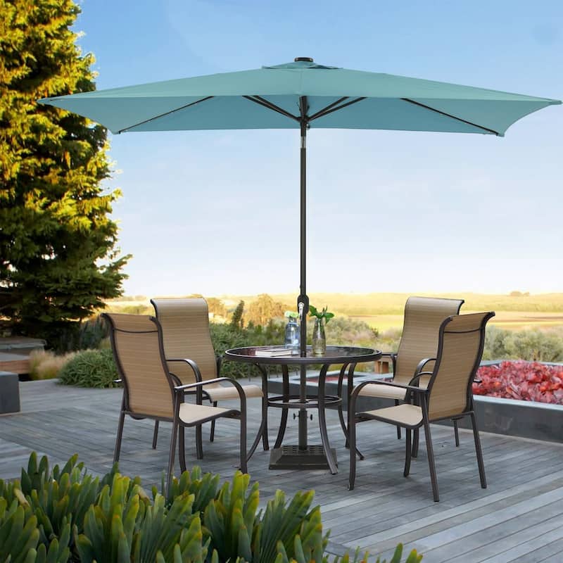 10 ft.LED Aluminum Rectanglar Market Patio Umbrella
