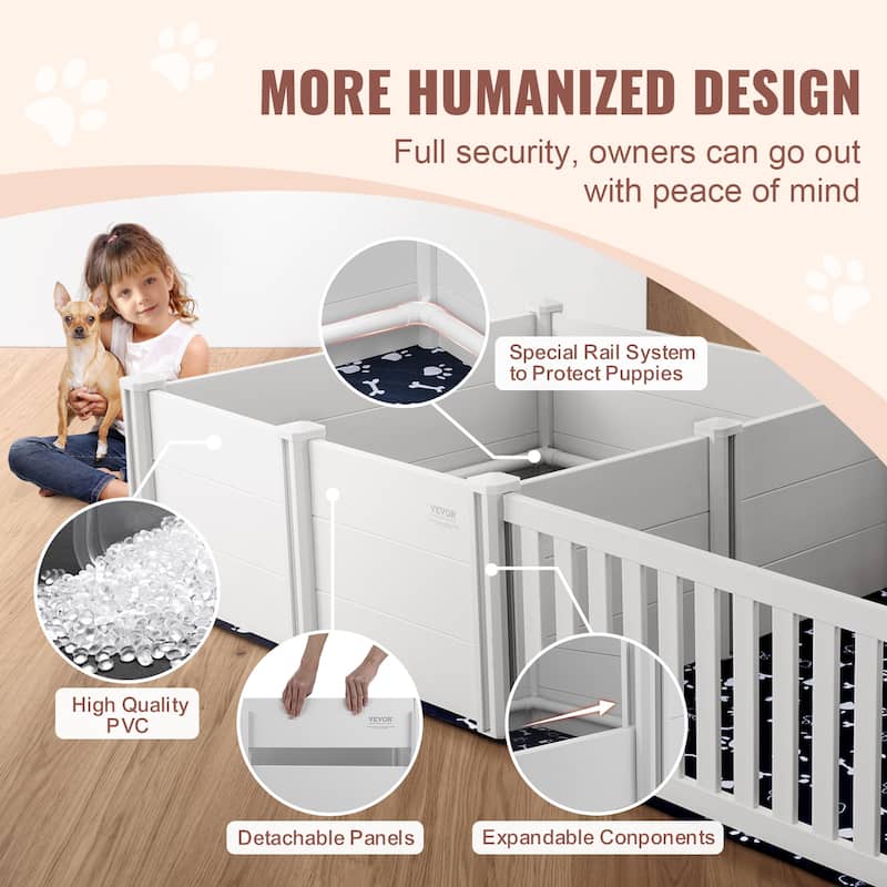 Dog Whelping Box, Dual Zone Whelping Box for Dogs and Puppies, Whelping Pen for Puppies, Dog Birthing Box with Rails